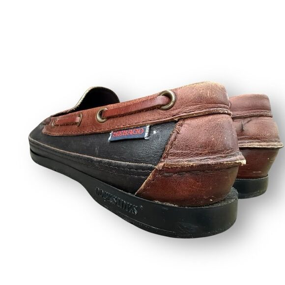 Sebago Tassel Loafers Two Tone Black Brown Leather Moc Shoes Women's size 8 - Picture 6 of 12